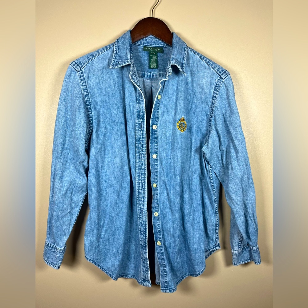 Vintage Ralph Lauren crest denim top